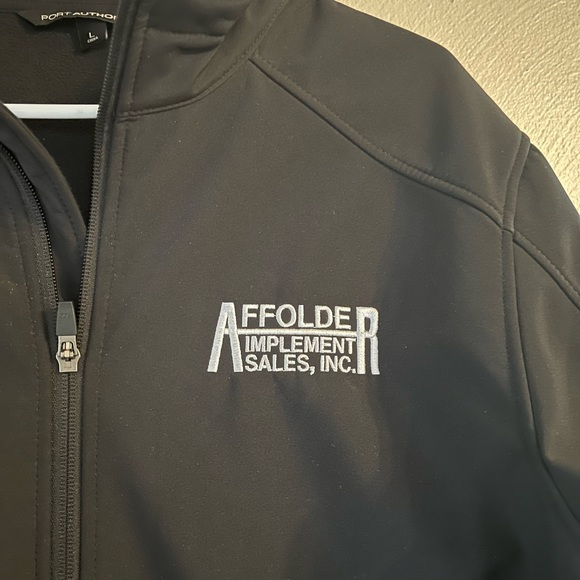 Affolder Implement Sales jacket men’s large black full zip farmer rain NWOT - Picture 2 of 14